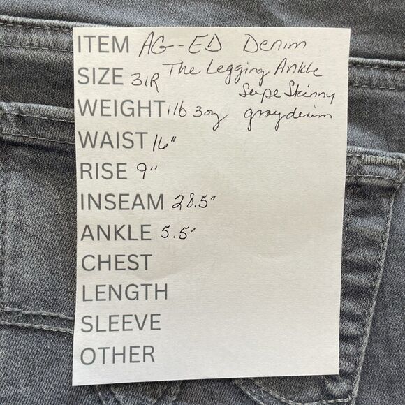 AG-ED Adriano Goldschmied Jeans Women’s 31R Gray The Legging Ankle Super Skinny - Picture 12 of 12